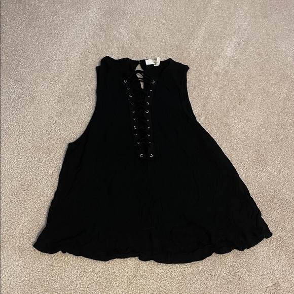 Elodie Black Lace-Up Tank Top - Picture 1 of 3